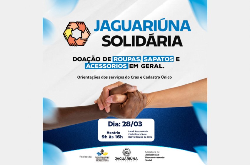 JAGUARIÚNA SOLIDÁRIA ACONTECERÁ NESTA SEXTA NO ROSEIRA DE CIMA