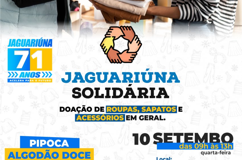   EDIÇÃO ESPECIAL DO JAGUARIÚNA SOLIDÁRIA ACONTECERÁ NESTA QUARTA NO BOULEVARD